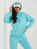 Damen-Set in Türkis mit Kapuze und langen Ärmeln