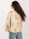 Gelbe geblümte Bomberjacke mit Futter