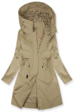 Verlängerter Parka s Print in der Kapuze Beige