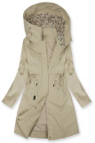Verlängerter Parka s Print in der Kapuze Hellbeige