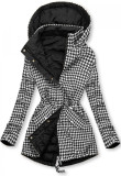 Parka mit Hahnentrittmuster/schwarz