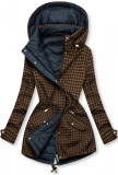 Parka mit Hahnentrittmuster braun/blau