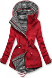 Leichter Parka mit Kapuze Rot/Hahnentrittmuster