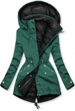 Leichter Parka mit Kapuze grün/schwarz