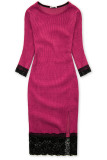 Midikleid mit Spitze Pink
