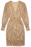 Pailletten Kleid mit V-Ausschnitt Beige
