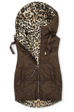 Wende-Weste mit Leopardenmuster, Schokoladenbraun