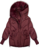 Damen-Winterjacke mit Strickbündchen Bordeauxrot