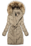 Elegante Winterjacke mit Kunstfell, Beige