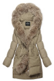 Damen-Winterjacke mit abnehmbarem Kunstfell Beige