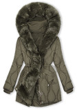 Damen-Steppjacke mit verstellbarer Taille Khaki