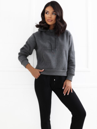 Dunkelgrauer Damen Hoodie RUE PARIS