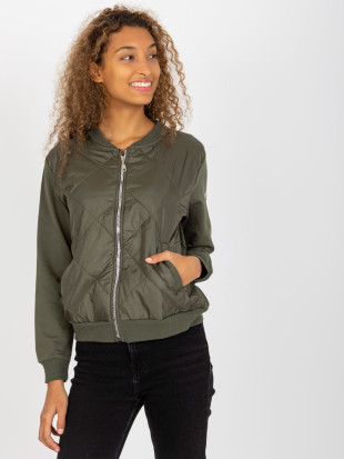 Khaki gesteppte Bomberjacke mit Taschen RUE PARIS