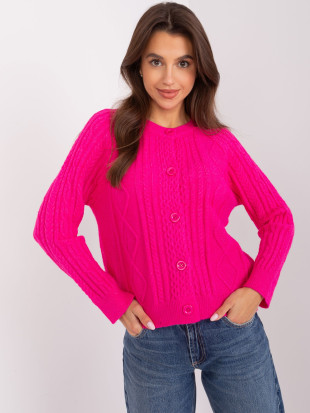 Fuchsia Damenpullover mit Zopfmuster