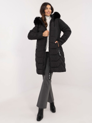 Damen schwarze Winterjacke mit Kapuze