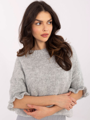 Grau Pullover mit 3/4 Ärmeln