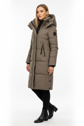 Damen-Winterjacke im Langschnitt BLIZZARD Taupe