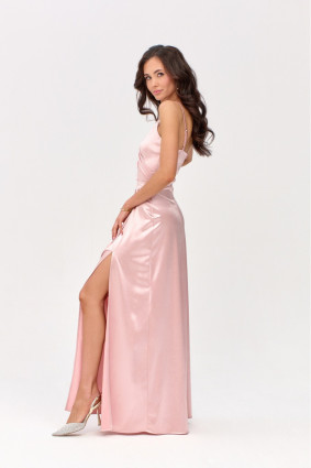 Satiniertes Maxi-Trägerkleid in Rosa