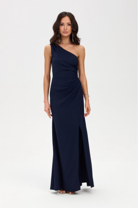 Dunkelblaues Maxi-Kleid mit One-Shoulder-Schnitt
