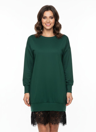 Sweatshirtkleid mit Spitze Grün