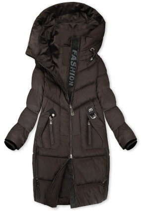 Damen-Steppmantel für den Winter mit voluminöser Kapuze Kalt Braun