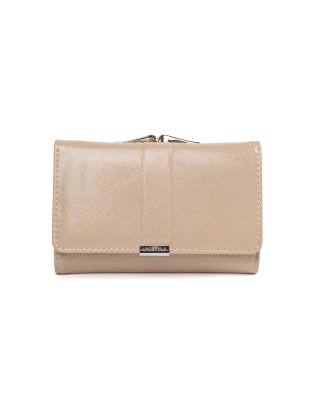 Beige Damenbörse aus ökologischem Leder