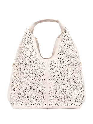 Helle beige durchbrochene Umhängetasche