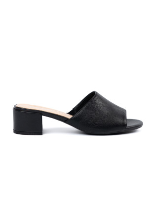 Schwarze Damen-Sandalen mit niedrigem Absatz
