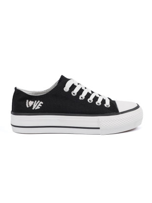Schwarze Sneakers mit Love-Schriftzug