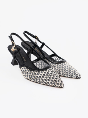 Schwarze Ajour-Pumps mit niedrigem Absatz