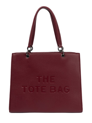 Bordeauxfarbene Tote-Bag mit geprägtem Schriftzug