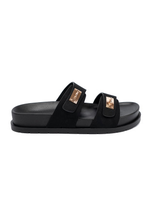 Plateau-Sandalen mit goldenen Details