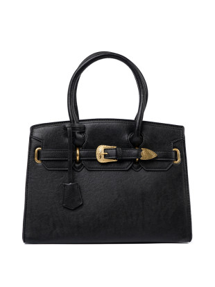 Schwarze Handtasche mit dekorativer goldener Schnalle