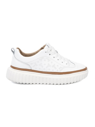 Weiße Leder Sneakers auf Plattform von Sergio Leone
