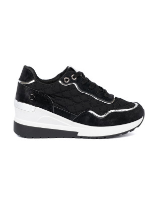 Schwarze Damen Sneakers mit Keilabsatz