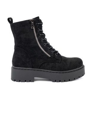 Schwarze Stiefeletten mit Wildleder-Optik