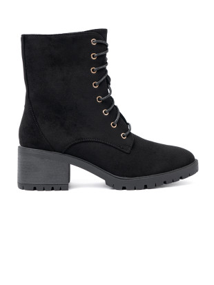 Bequeme schwarze Stiefeletten mit runder Spitze