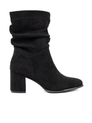 Schwarze Wildleder Stiefeletten mit elegantem Raffung