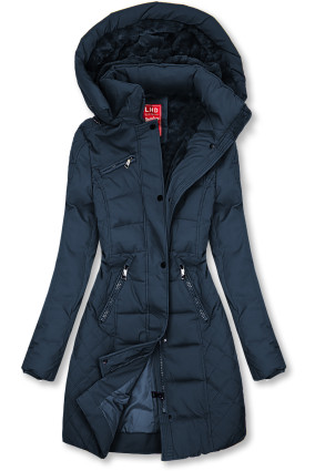 Warme Steppjacke mit Kapuze Dunkelblau