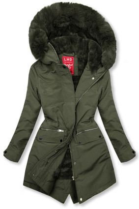Winterparka mit Fellimitat olivegrün