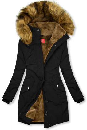 Winterparka mit Gummi in der Taille schwarz