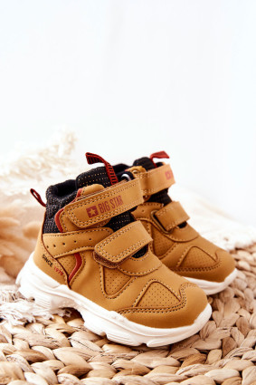 Trekking-Stiefelette aus Kunstleder mit Klettverschluss, gelb