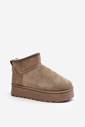 Gefütterte grüne Schneestiefel mit Plateausohle und Wildleder-Optik