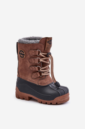 Hohe braune gefütterte Schneestiefel mit Kordelzug