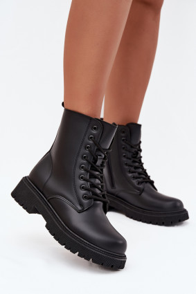Schwarze gefütterte Ankle-Boots mit Reißverschluss