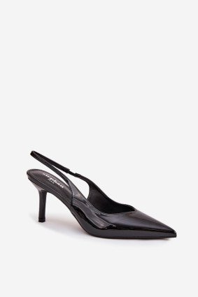 Lackierte Pumps mit Stilettoabsatz schwarz