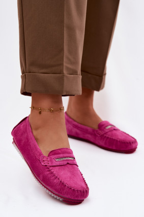 Mokassin aus echtem Veloursleder, rosa