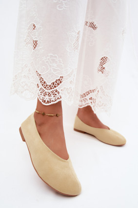 Gelbe Ballerinas aus Wildlederimitat