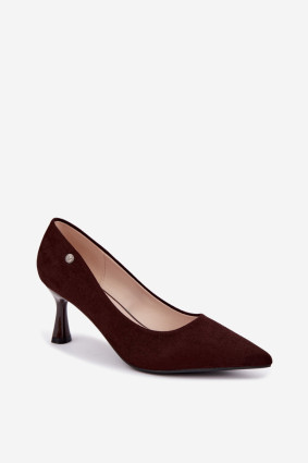 Elegante Pumps aus braunem Veloursleder mit schlankem Absatz