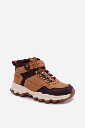 Gefütterte Trekkingschuhe mit Klettverschluss, braun
